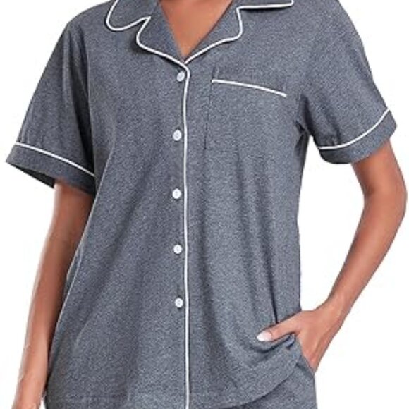 COLORFULLEAF Women's 100% Cotton Pajamas Set - Picture 2 of 5